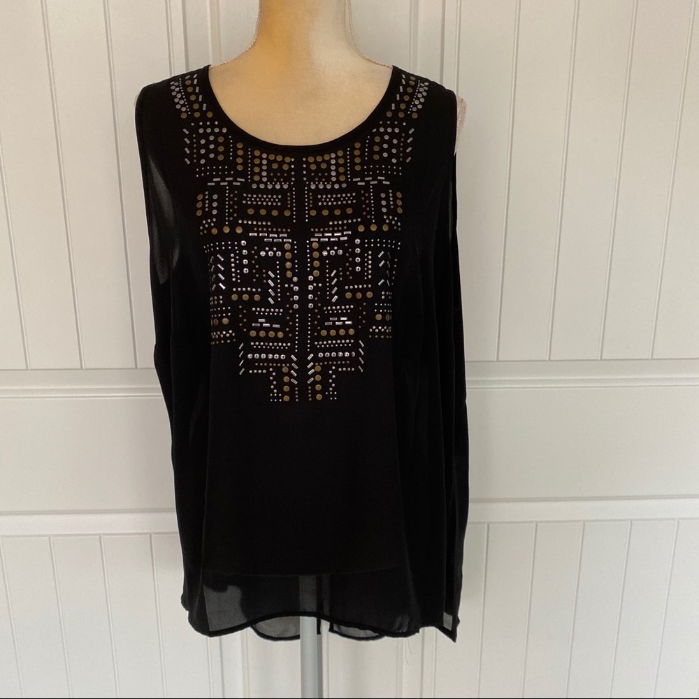 Philosophy black sleeveless high low top size 1X